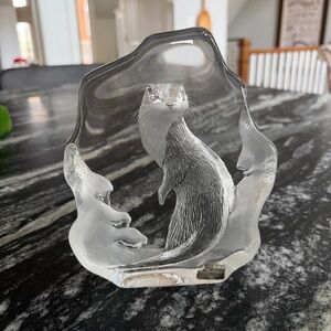 Crystal signed Otter Sculpture